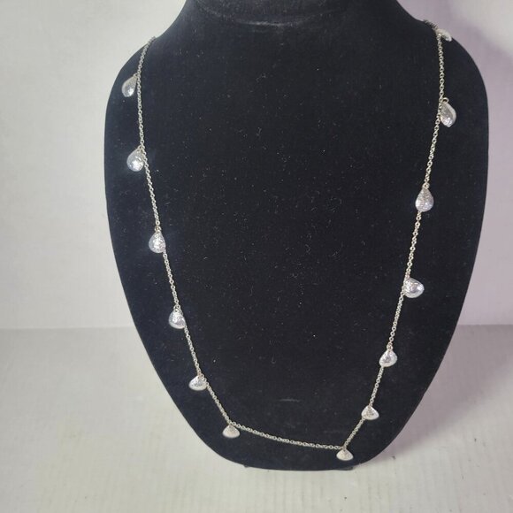 Stella & Dot Silver-Tone Modest Classic Chain Necklace With Teardrop Accents - Picture 1 of 3